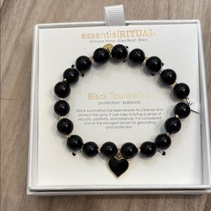 NIB EssentialRitual Black heart Tourmaline Bracelet